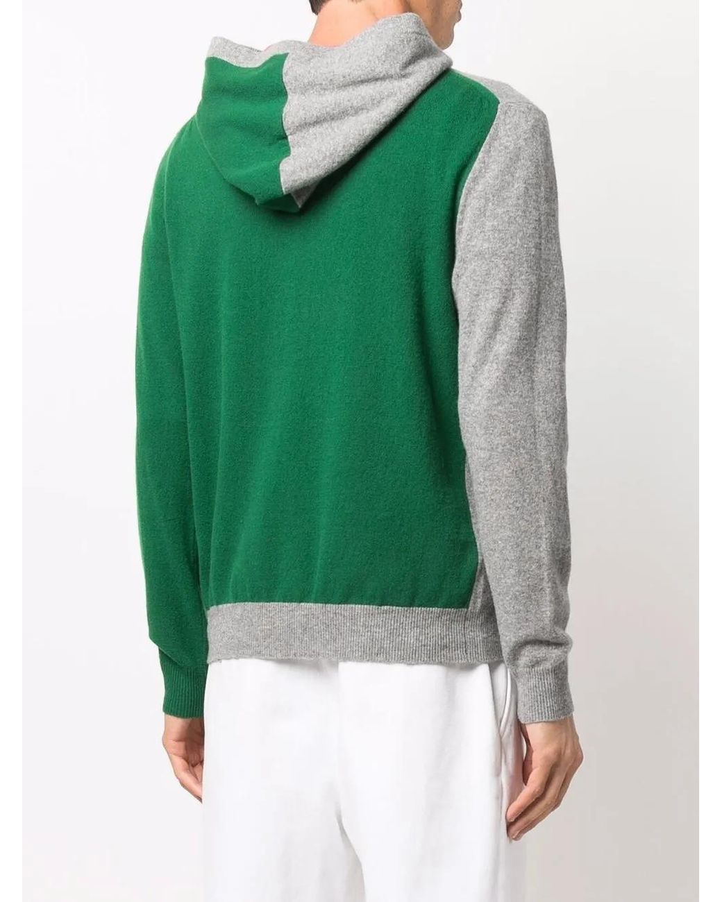 Mackintosh Green Colour-Block Knitted Hoodie for men