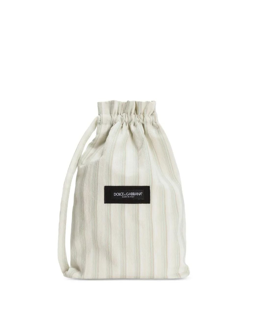 Dolce & Gabbana White Striped Drawstring Shoulder Bag for men