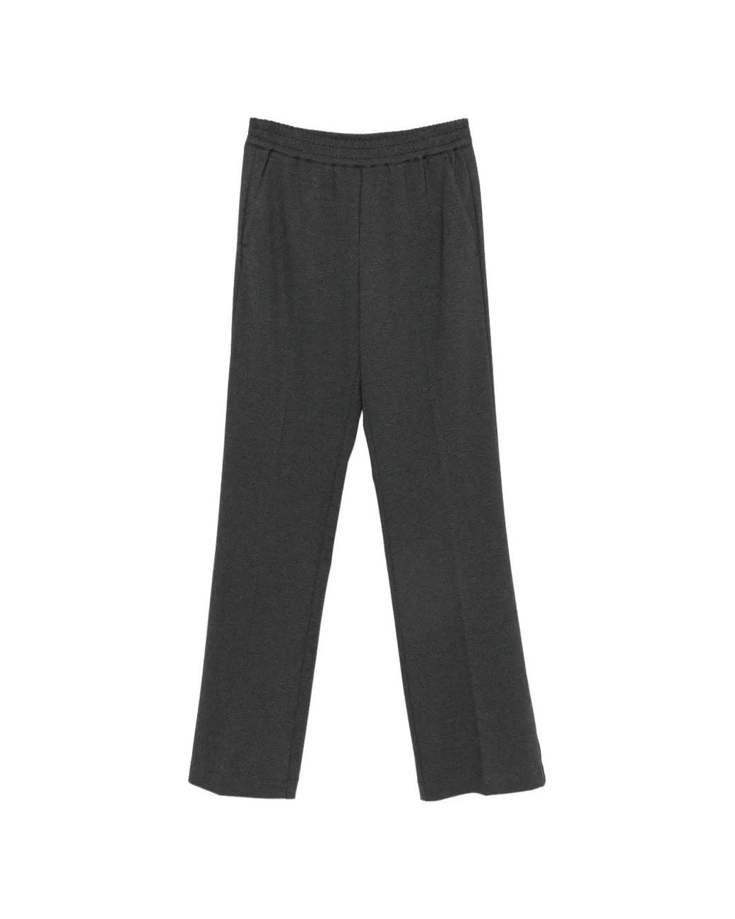 Pinko Gray Straight-Leg Trousers With Elasticated Waist