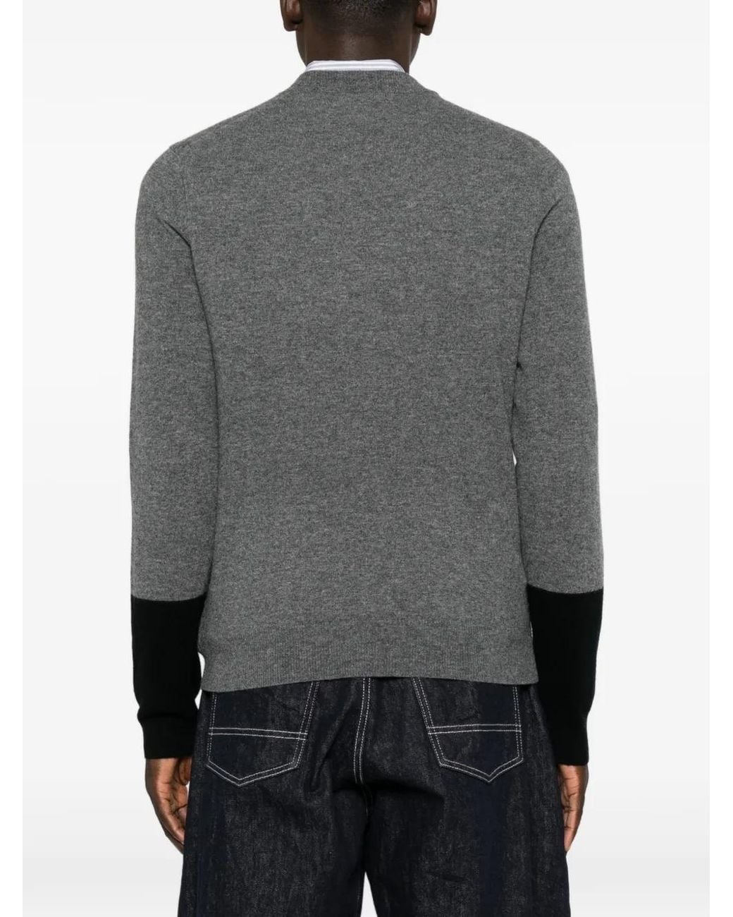 Comme des Garçons Gray Colour-Block Wool Sweater for men
