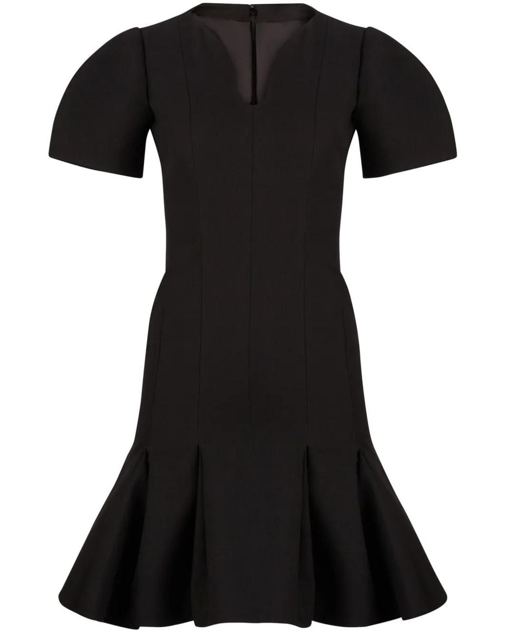 Nina Ricci Black Peplum-Hem Wool Dress