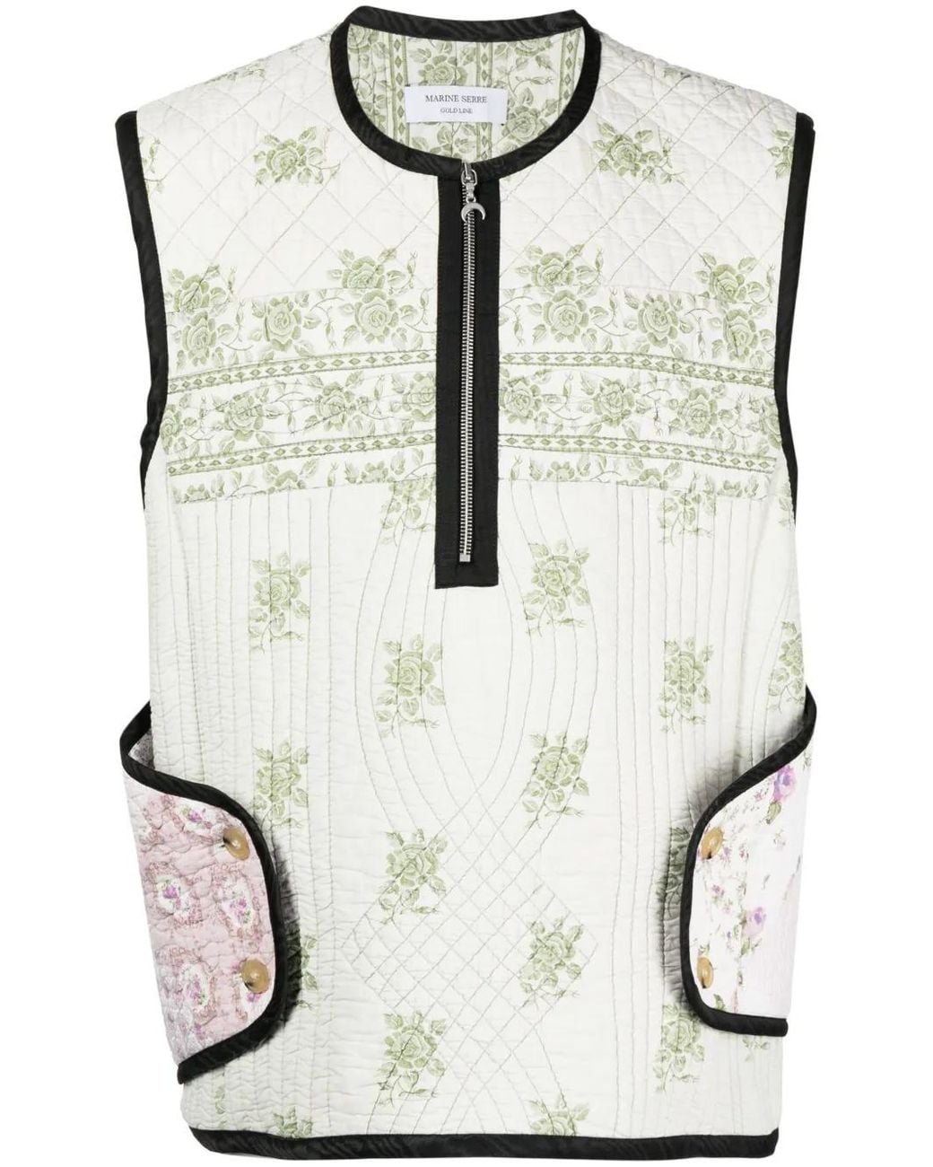 MARINE SERRE White Boutis Floral-Print Armor Gilet for men