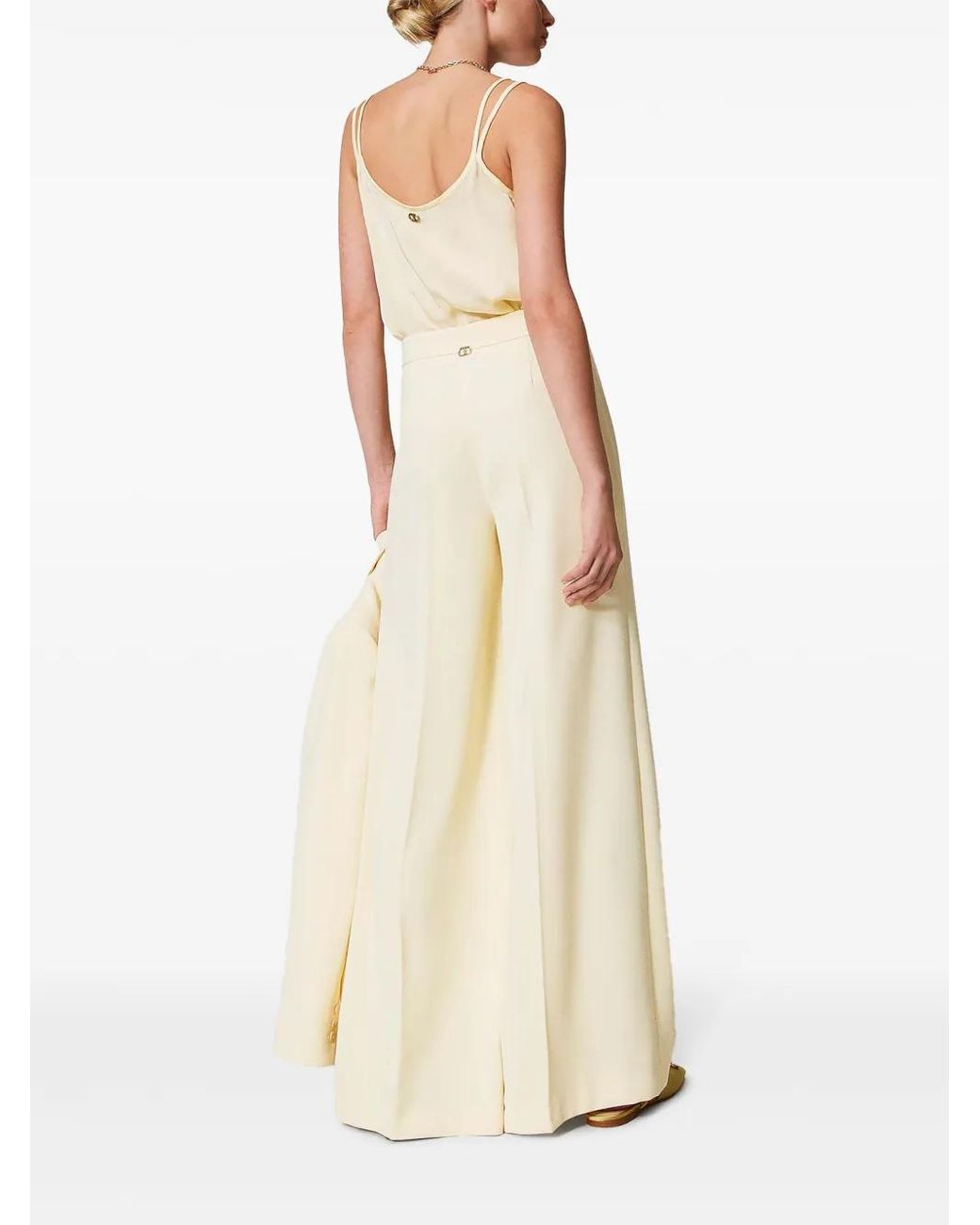 Twinset Natural Crepe Palazzo Trousers