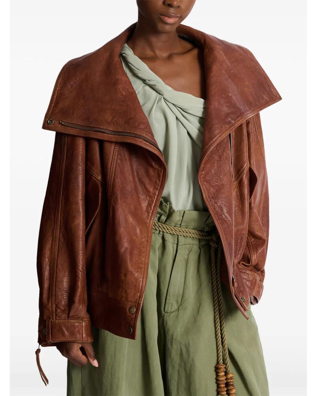 Balmain Brown Lambskin Bomber Jacket