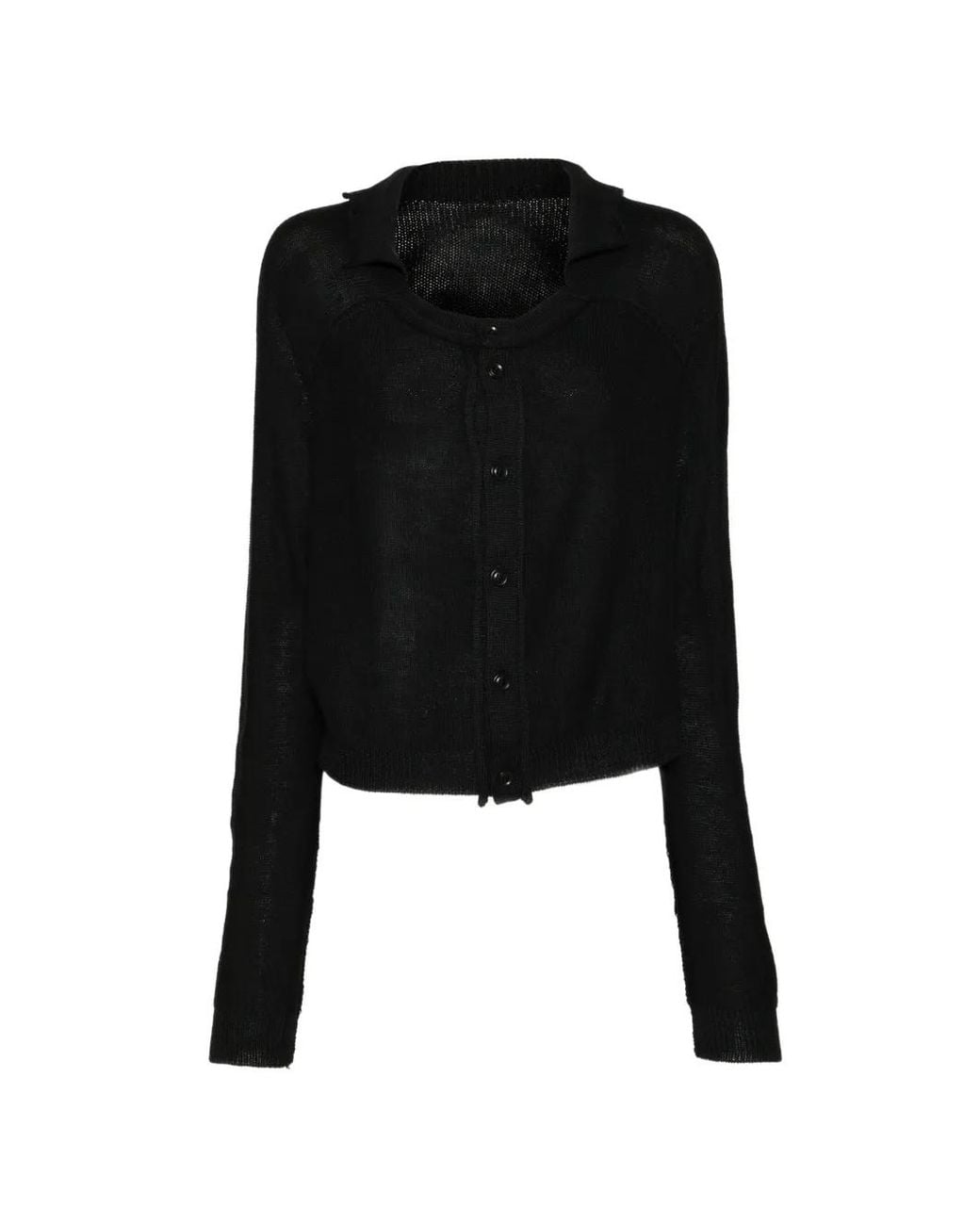 Y's Yohji Yamamoto Black Collared Contrast Detail Cardigan