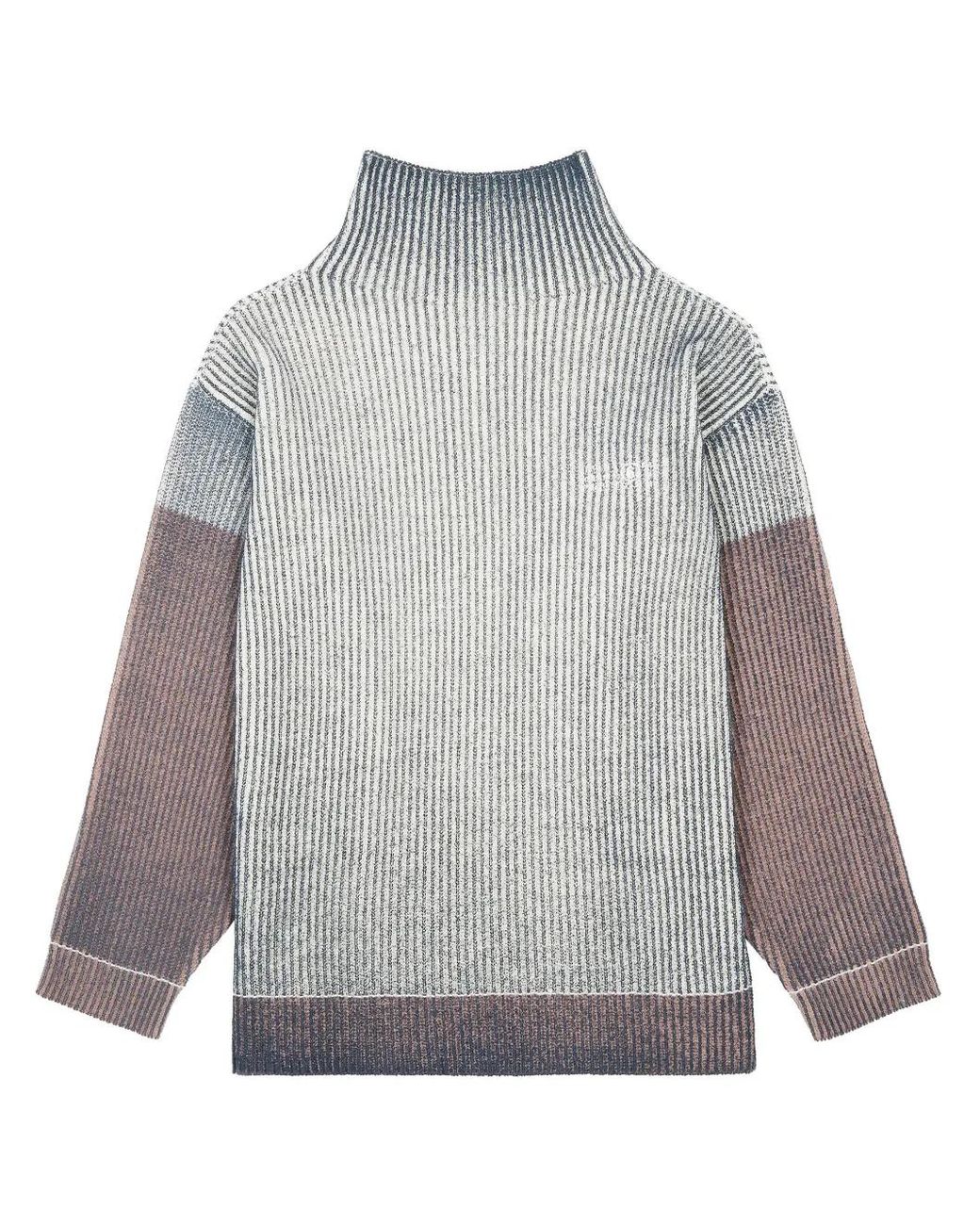 MM6 by Maison Margiela Gray High-Neck Ribbed Jumper