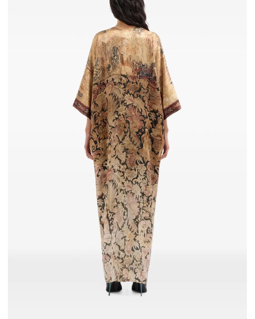 Pierre Louis Mascia Natural Tapestry-Print Silk Maxi Dress