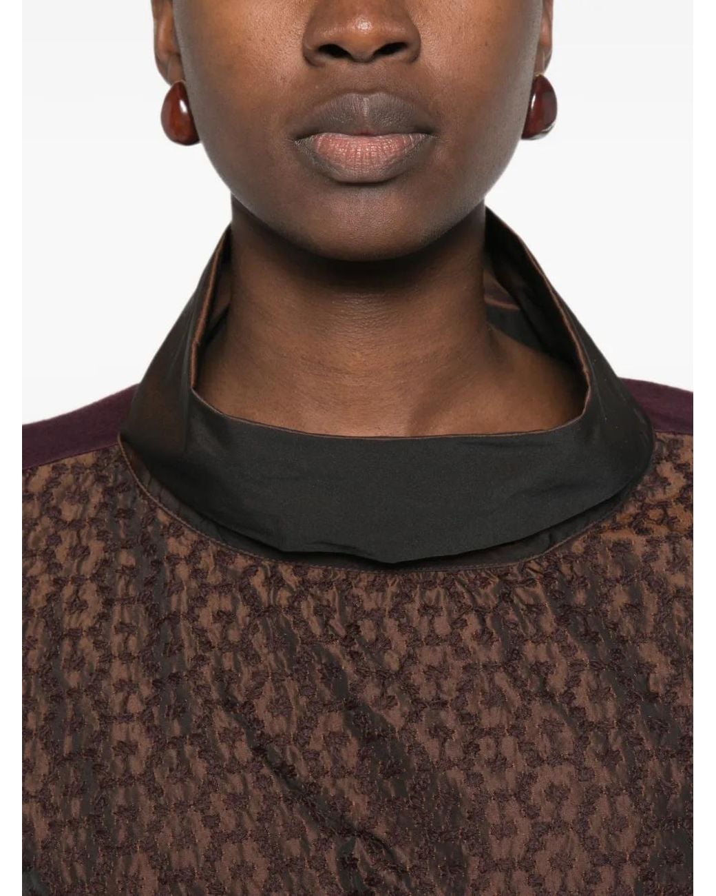 Whyci Brown High-Neck Long-Sleeve T-Shirt