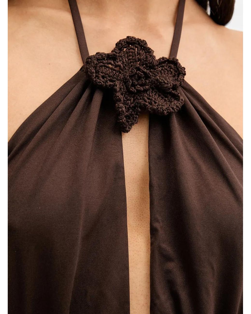 Twinset Black One-Piece Swimsuit With Crochet Brooch