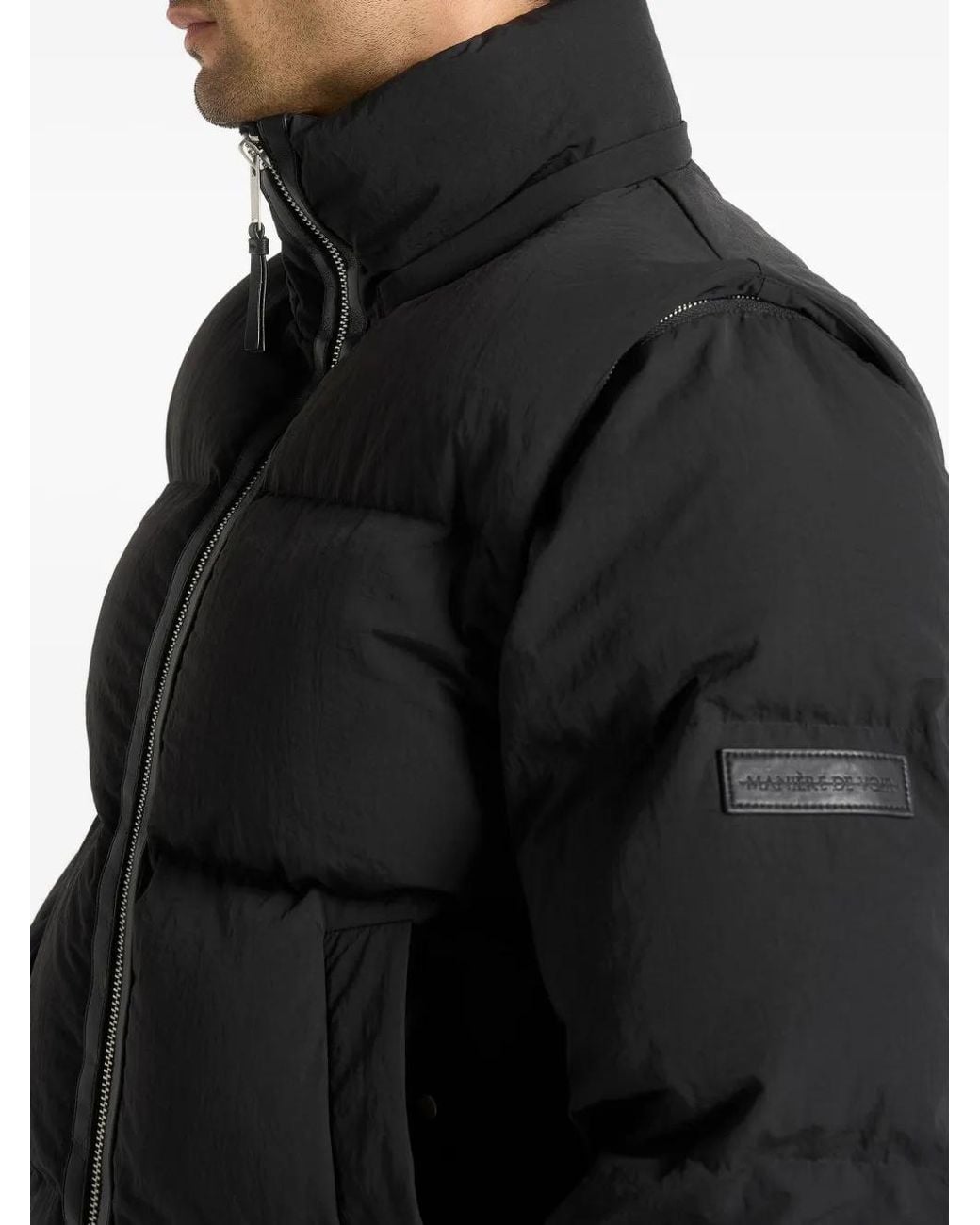 Manière De Voir Black Eric Detachable-Sleeves Hooded Puffer Jacket for men