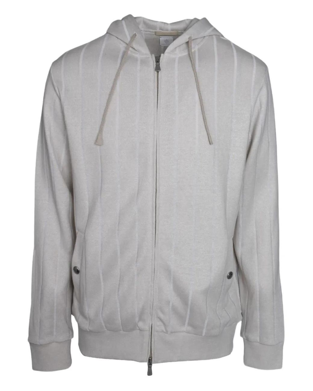 Eleventy Gray Striped Zip-Up Hoodie for men