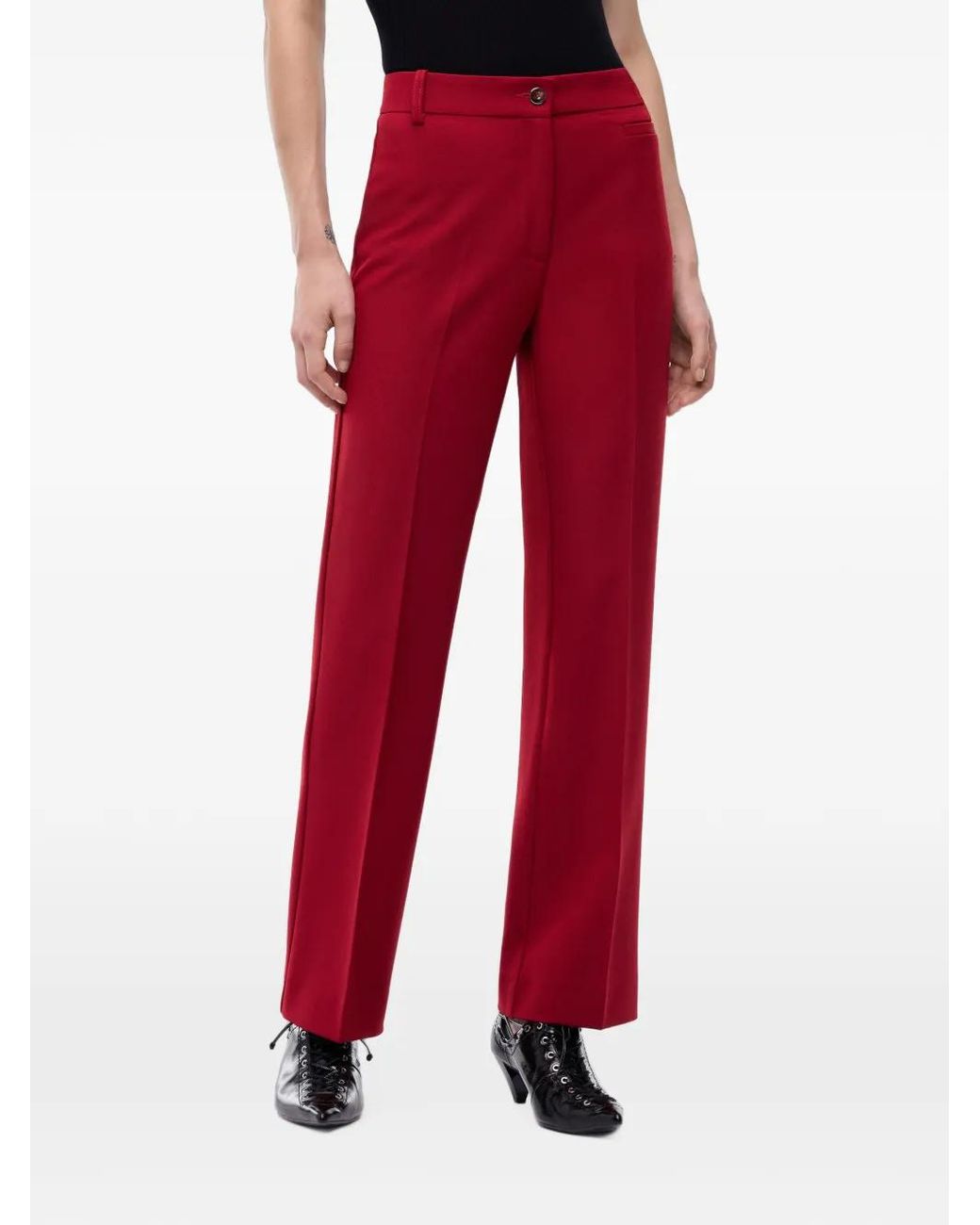 Pinko Red Protea Trousers With Pressed Crease Detail