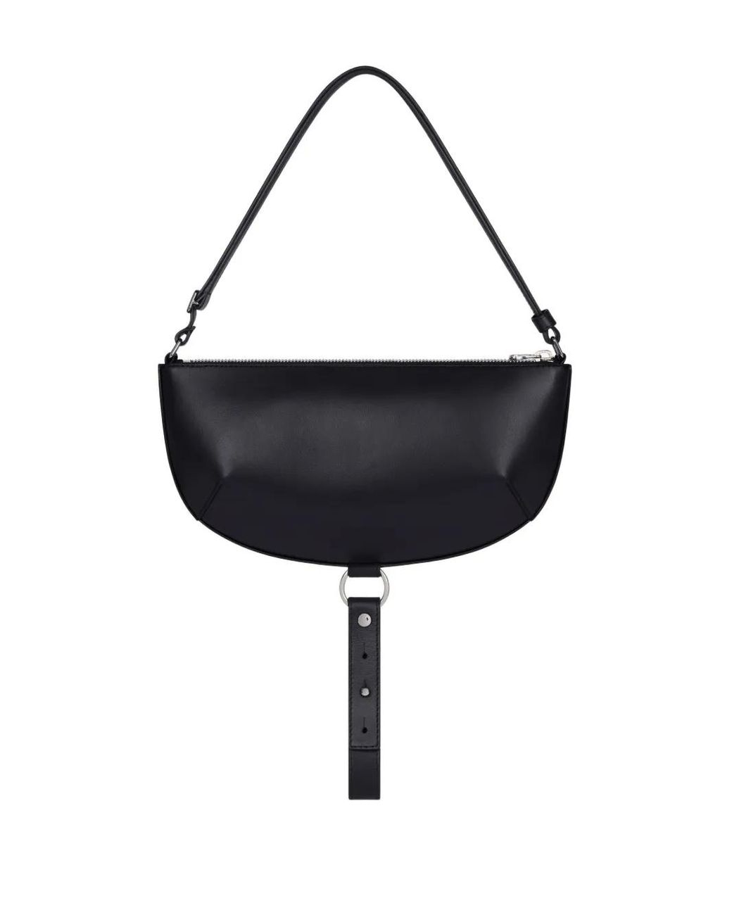Courreges Black Sac Porté Épaule En Cuir À Design Demi-Lune