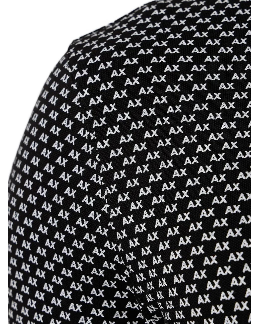 ARMANI EXCHANGE Black Logo-Print Short-Sleeve Polo Shirt for men