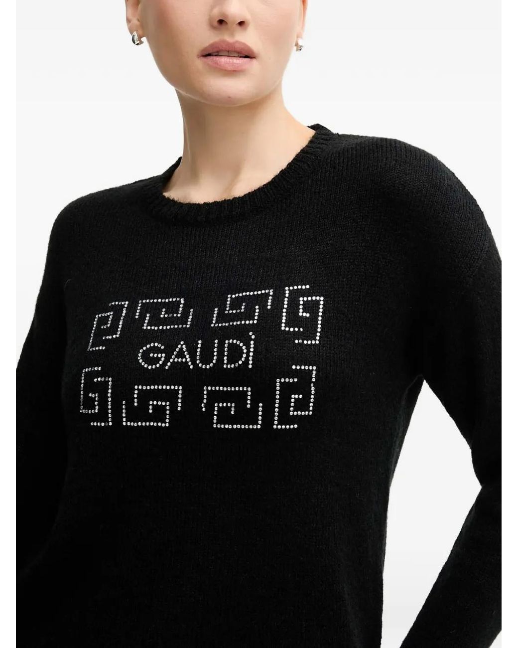 GAUDI Black Embellished Crew-Neck Sweater
