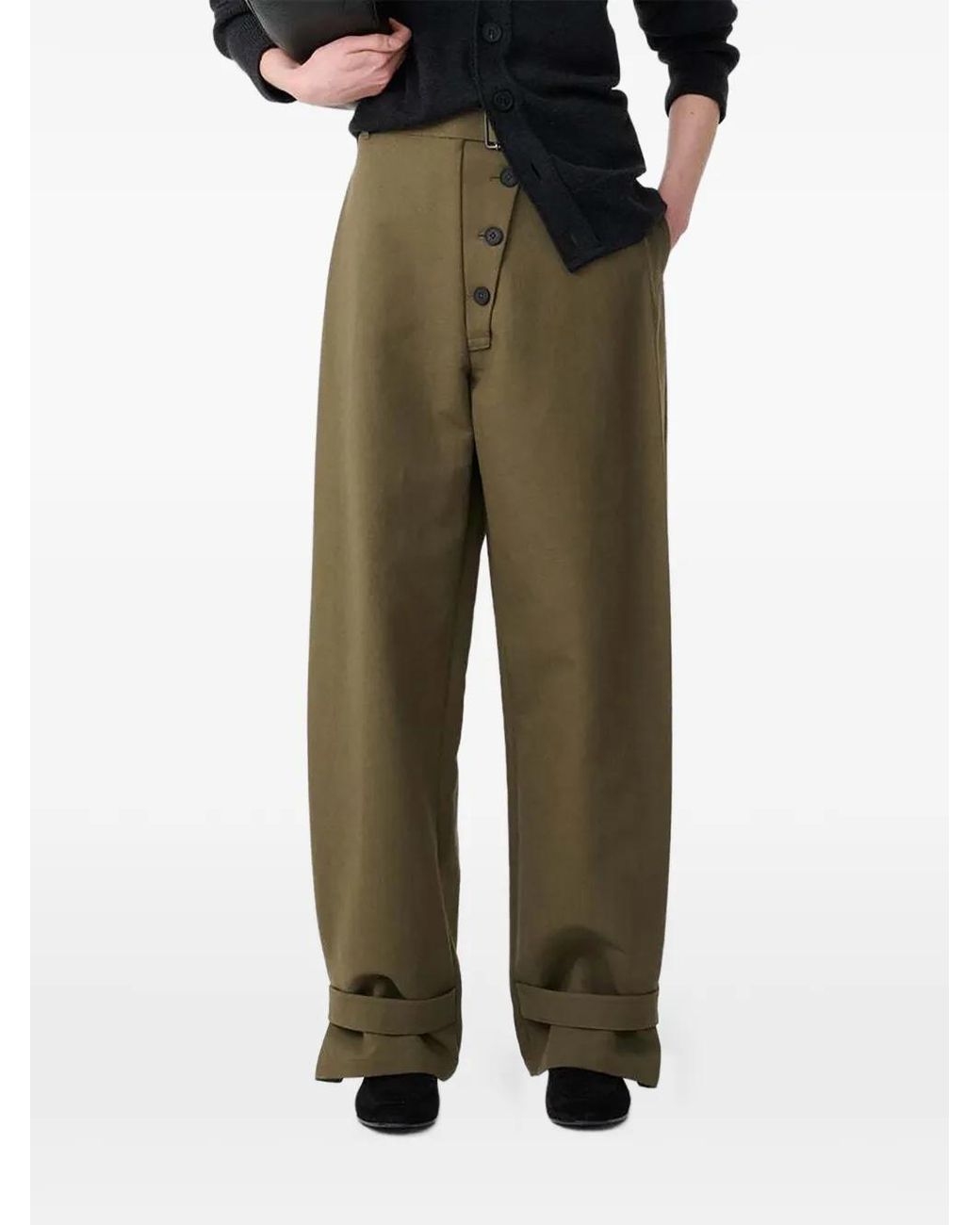 Studio Nicholson Green Faron Belted Adjustable-Hem Trousers