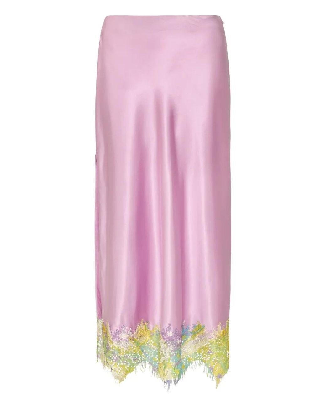 Donde Esteban Pink Lila Salpicón Lace-Detail Midi Skirt