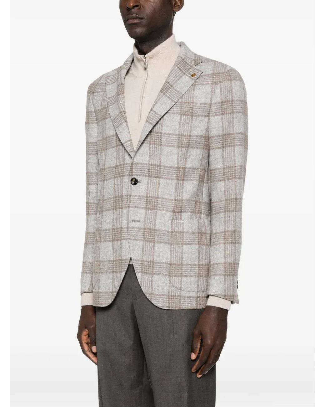 Latorre Gray Plaid-Pattern Blazer for men