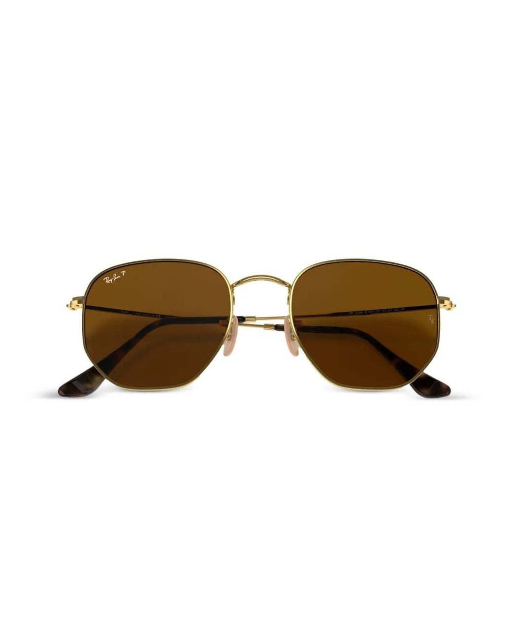 Ray-Ban Brown Hexagonal Flat Sunglasses