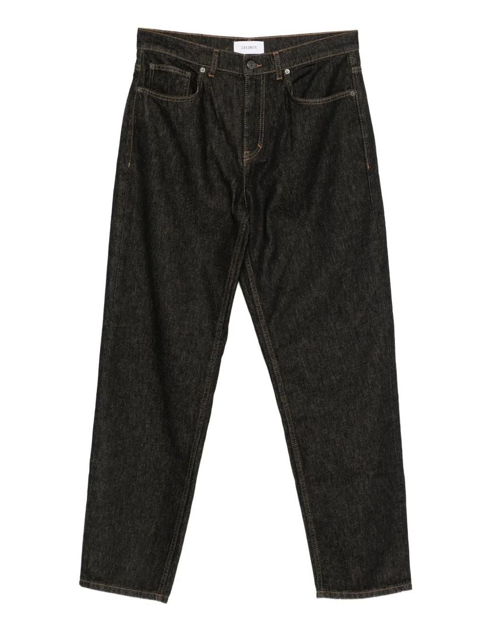 Les Deux Black Topstitch Straight-Leg Trousers for men