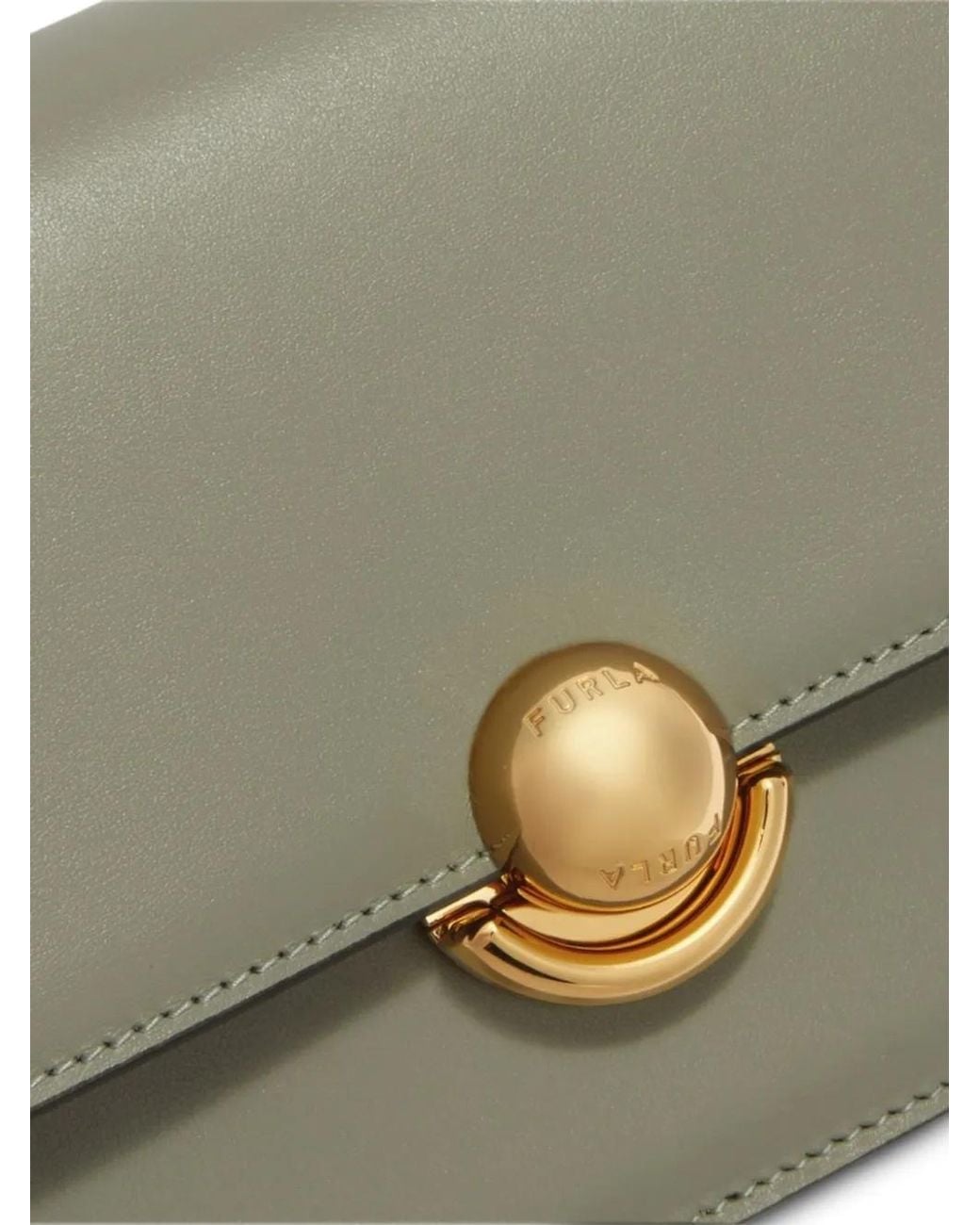 Furla Gray Logo-Plaque Chain-Link Shoulder Bag