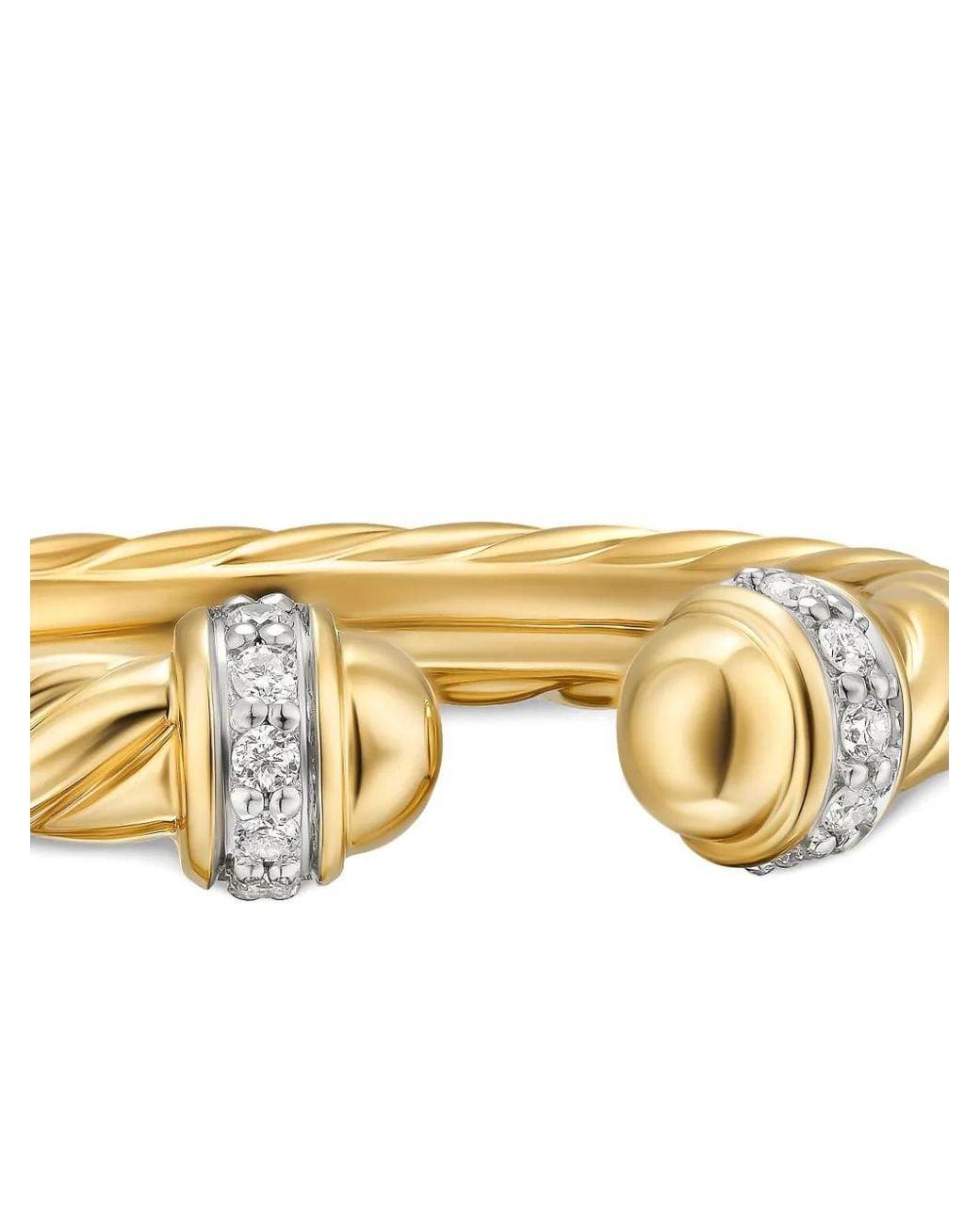 David Yurman Metallic 18Kt Cable Band Open Diamond Ring (2.8Mm)