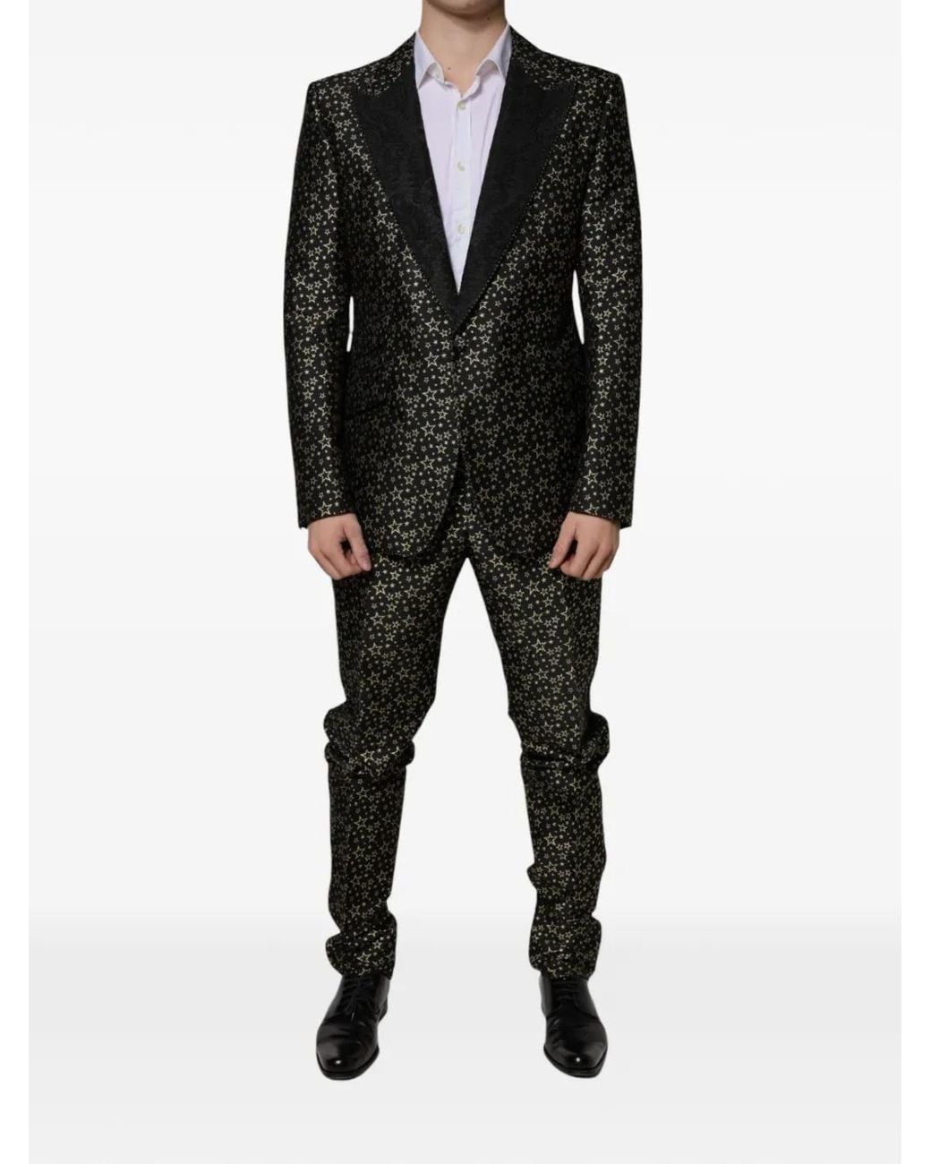 Dolce & Gabbana Black Sicilia Star-Jacquard Suit for men
