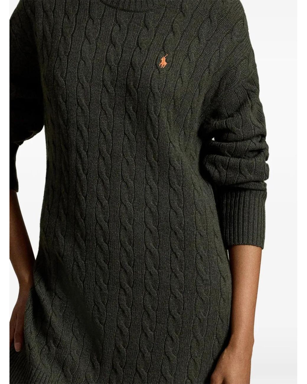 Polo Ralph Lauren Black Robe En Maille Torsadée À Manches Longues