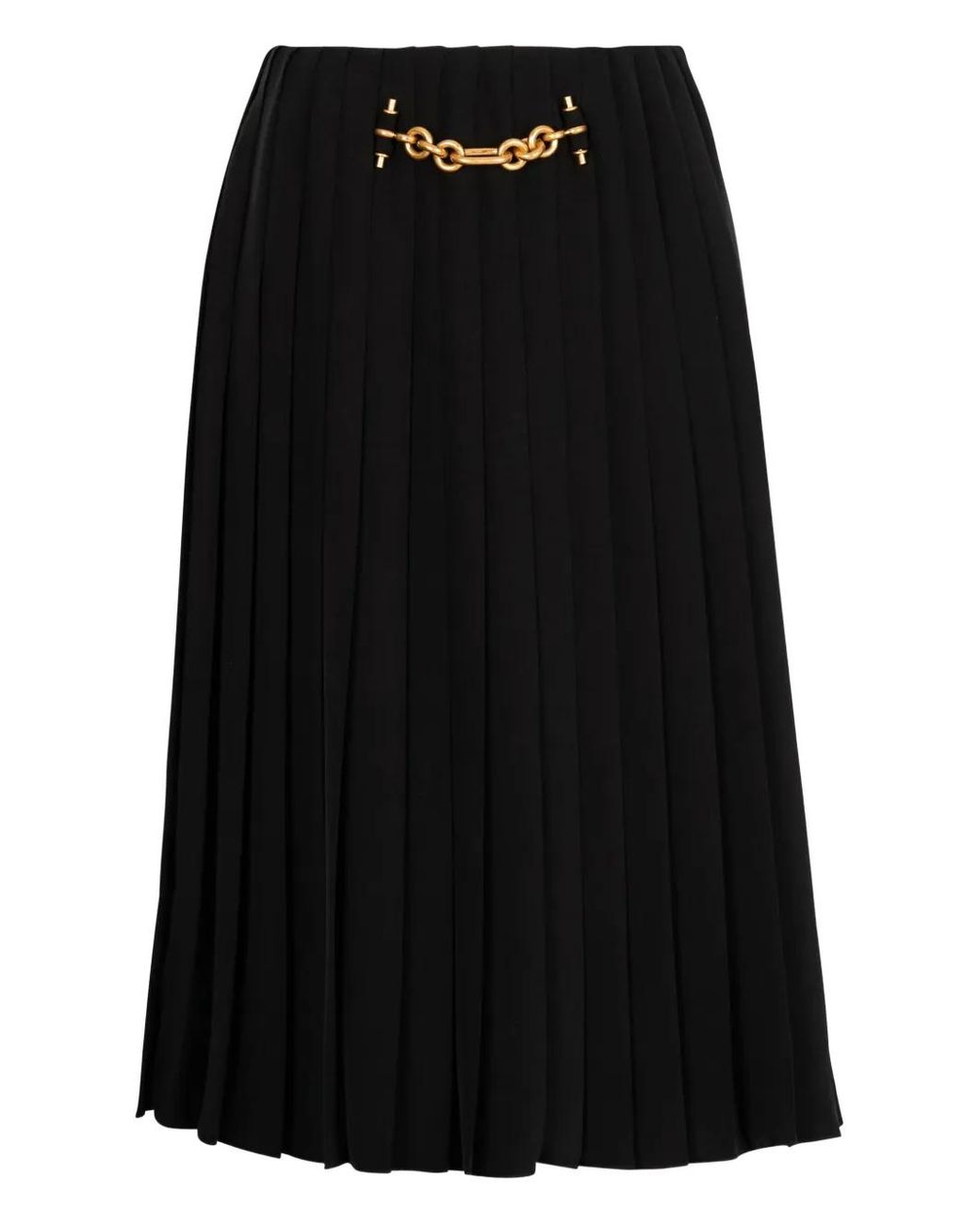 Balmain Black Pleated Chain-Embellished Skirt