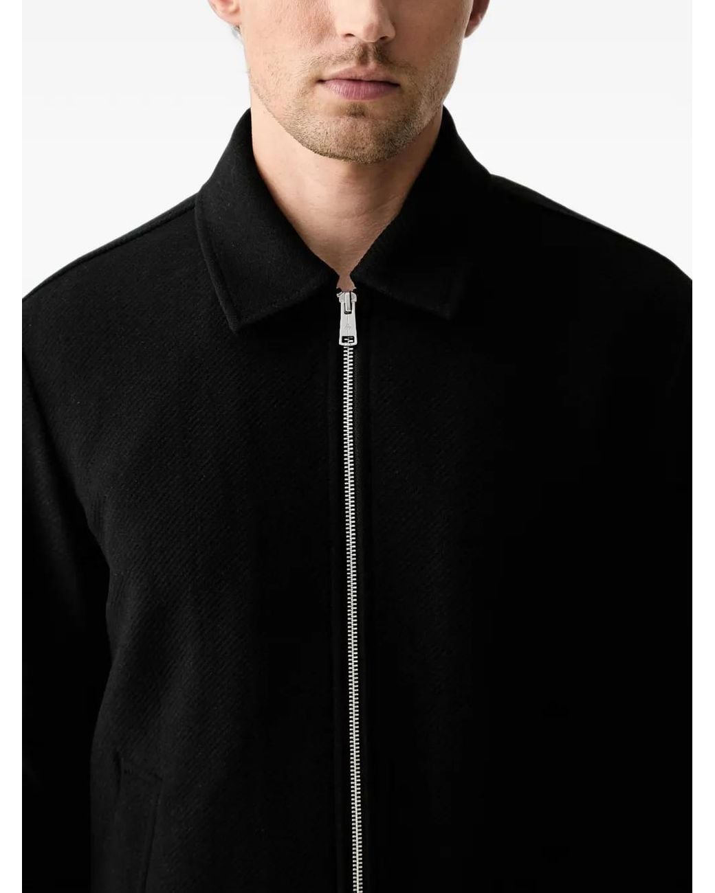 Marc O' Polo Black Diagonal-Weave Zip-Up Jacket for men