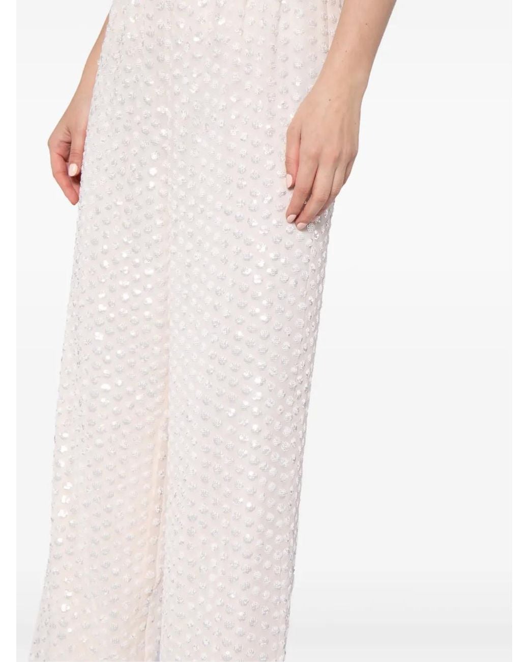 Needle & Thread White Raindrop Sequin Trousers