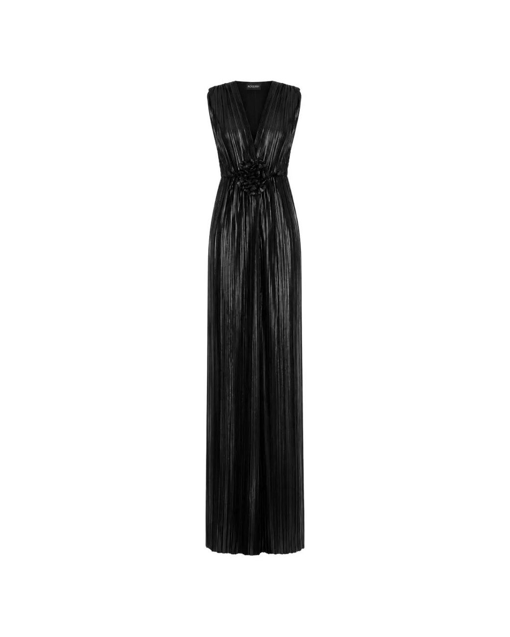 ROSERRY Black Verona Plissé-Effect Gown
