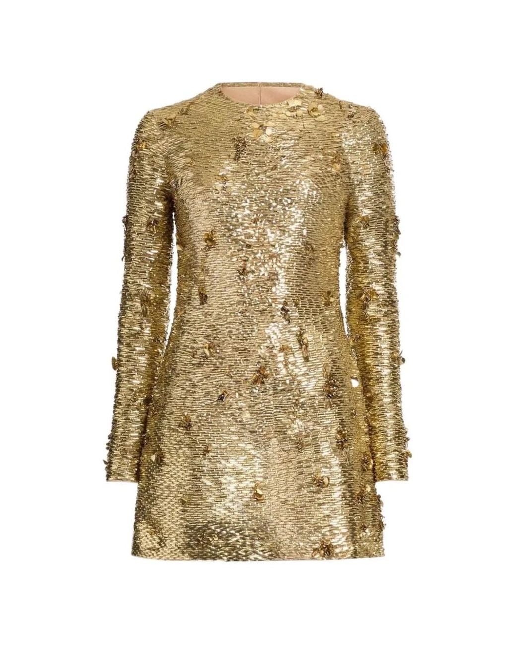Elie Saab Natural Bead-Embroidered Sequinned Mini Dress
