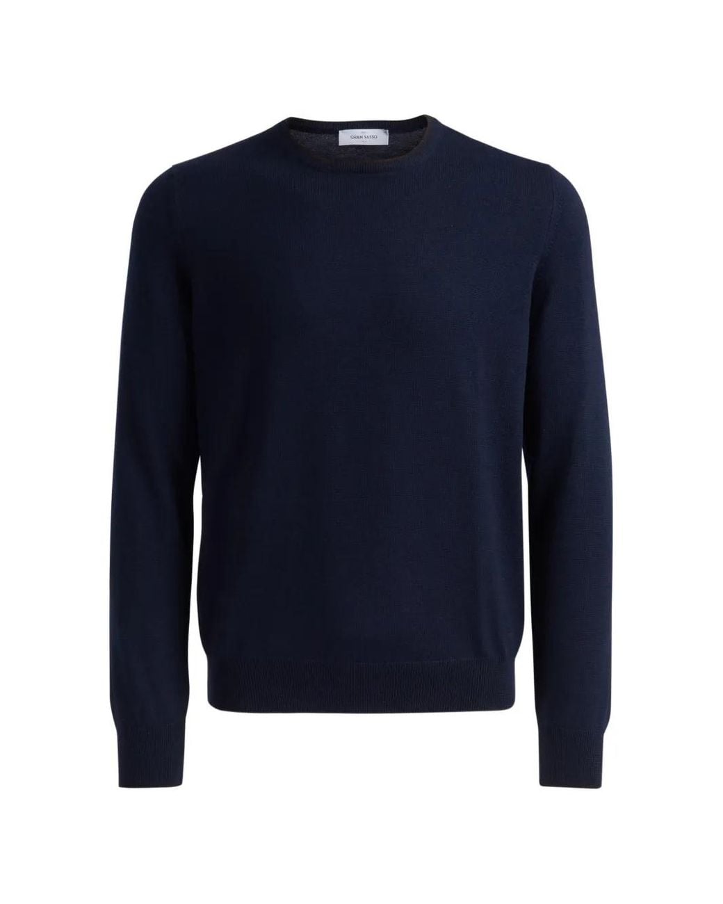 Gran Sasso Blue Fine-Knit Crew-Neck Sweater for men