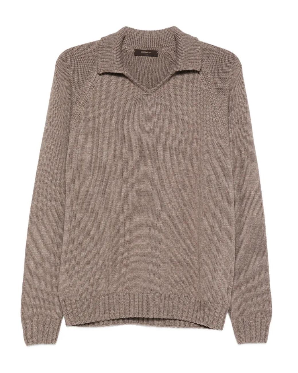 Zanone Brown Polo-Neck Wool Sweater for men
