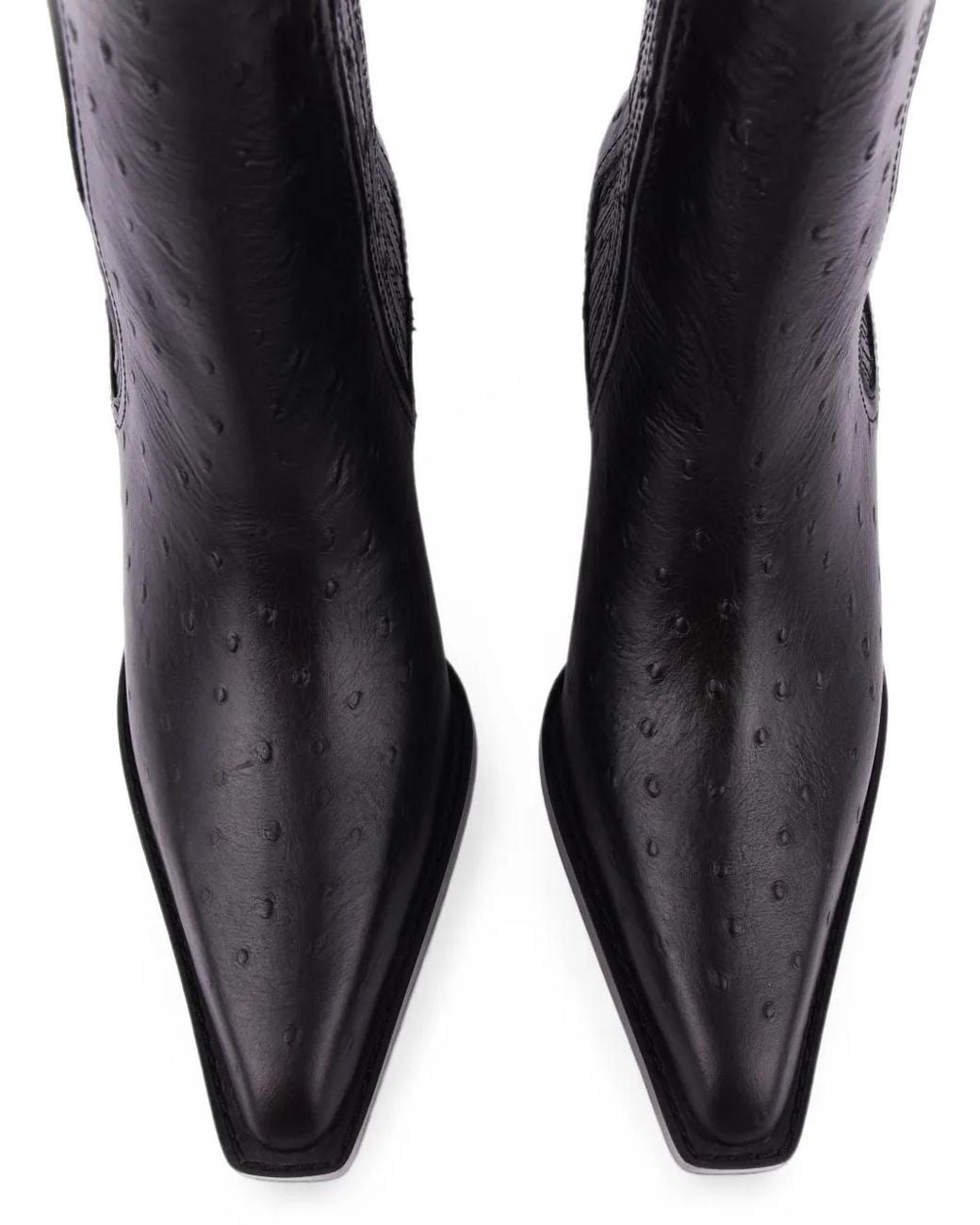 Lola Cruz Black Solenne Ostrich-Effect Leather Boots