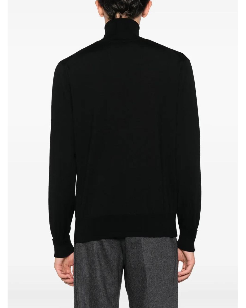 PT Torino Black Roll-Neck Virgin-Wool Jumper for men