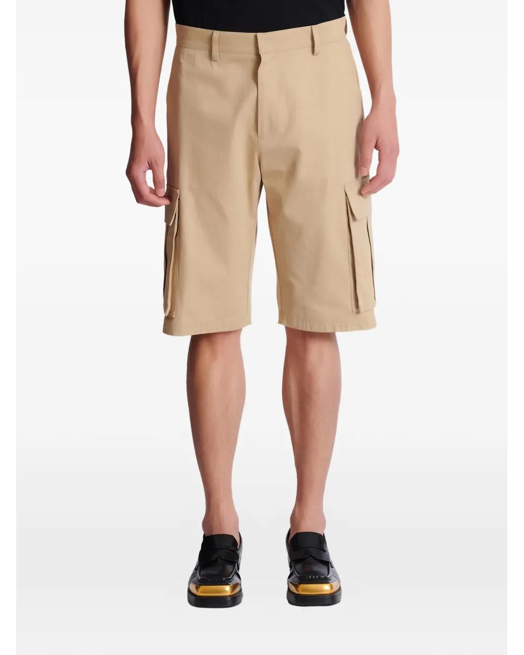 Balmain Natural Cotton Cargo Shorts for men