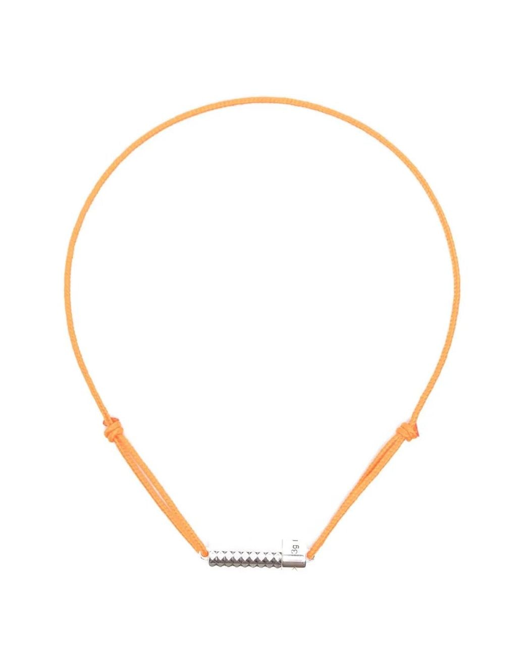 Le Gramme White Guilloché Cord Bracelet for men