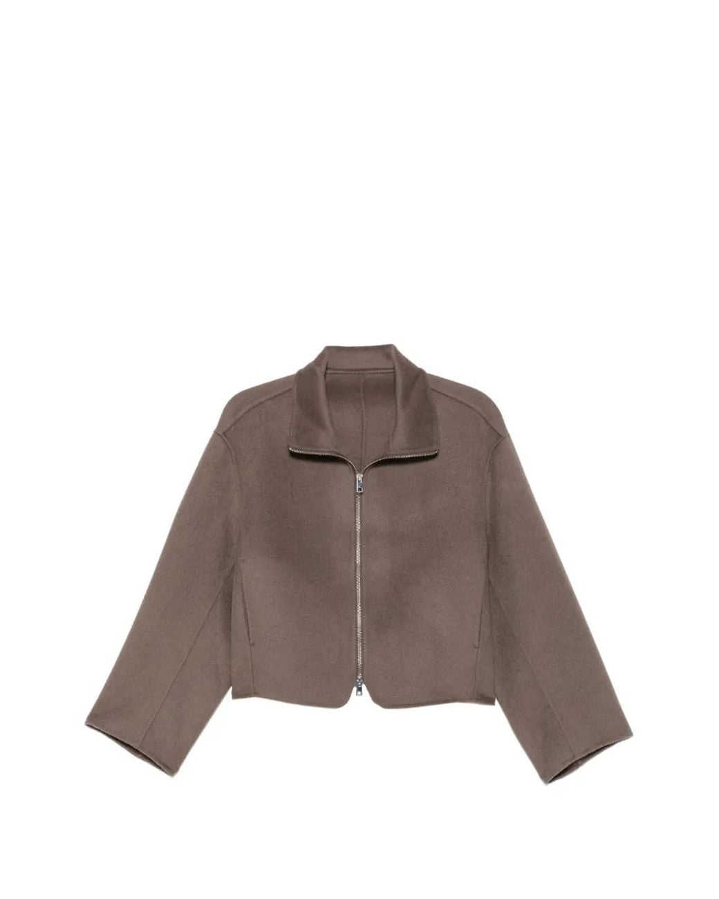 Filippa K Brown Zip-Up Wool Cropped Jacket