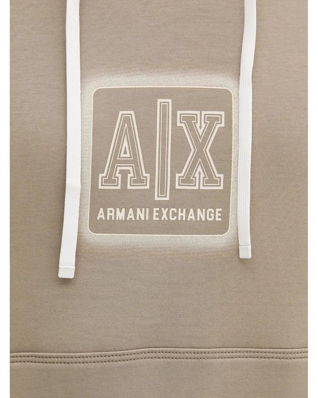 ARMANI EXCHANGE Natural Logo-Plaque Hoodie for men