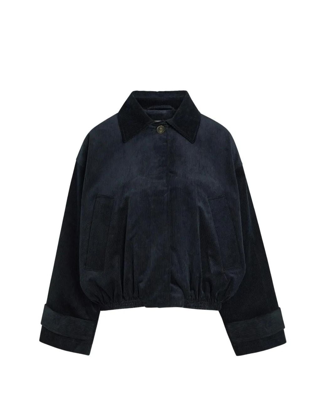 Rohe Blue Corduroy Elasticated-Hem Jacket