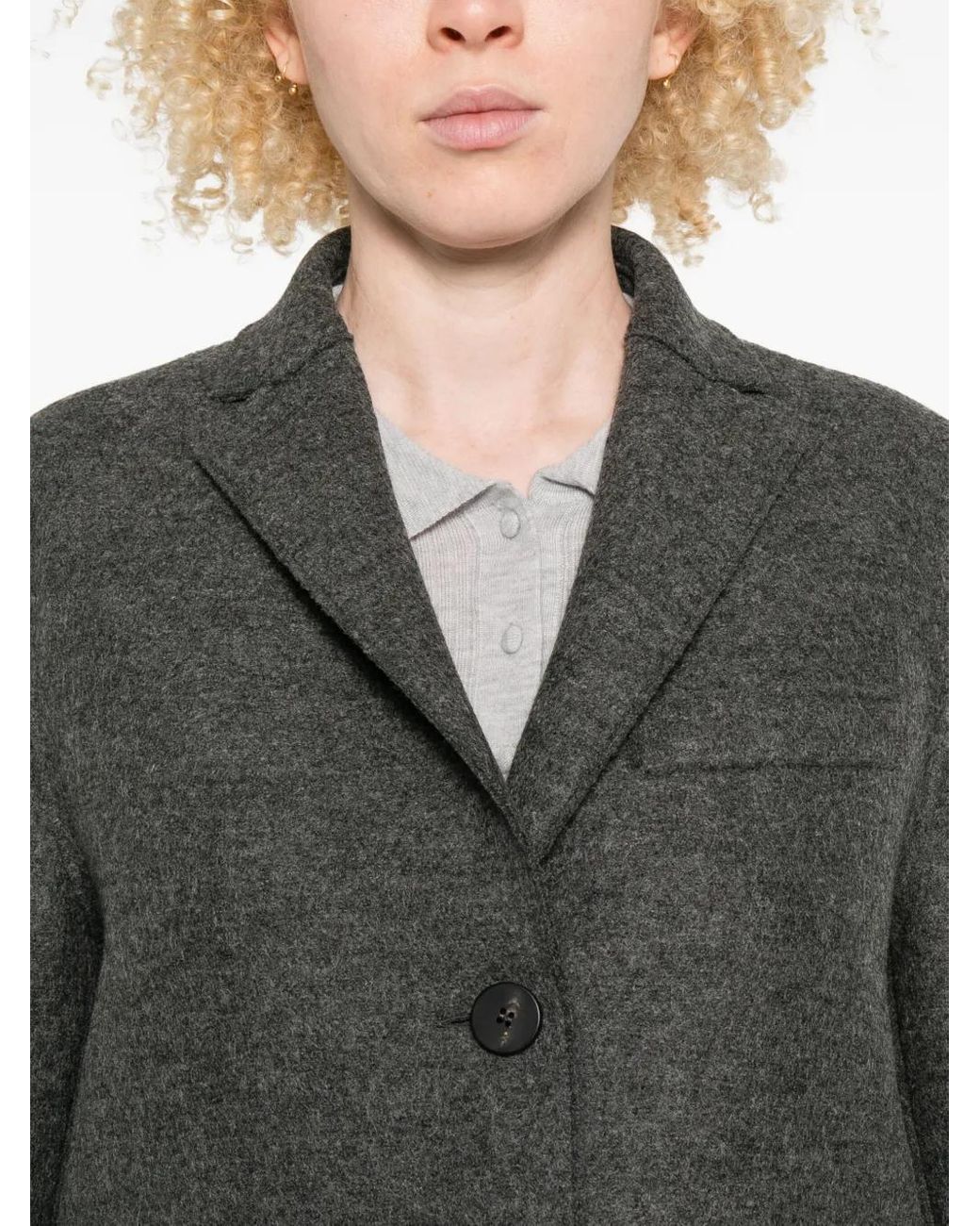 Harris Wharf London Gray Button-Front Pocket Coat