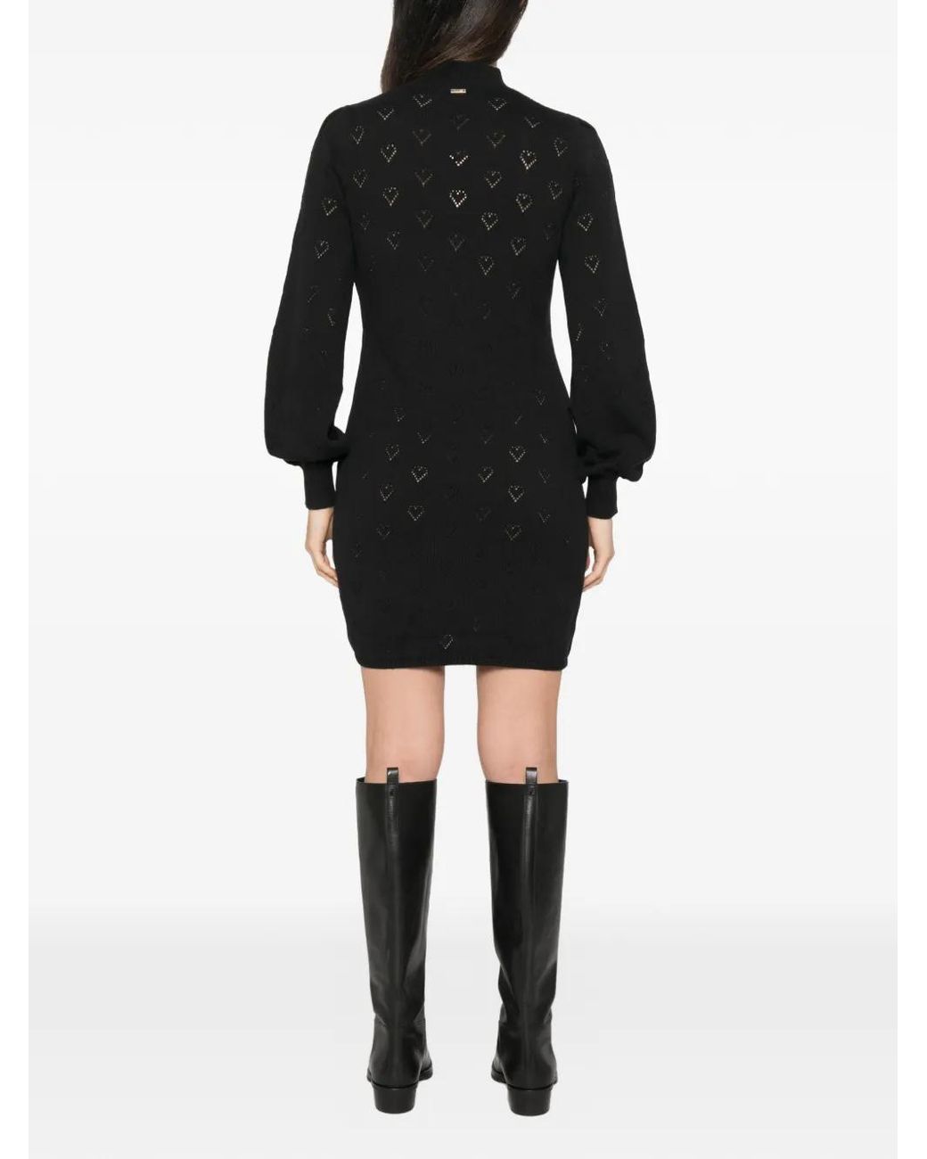 Twinset Black Heart-Perforated Mini Dress