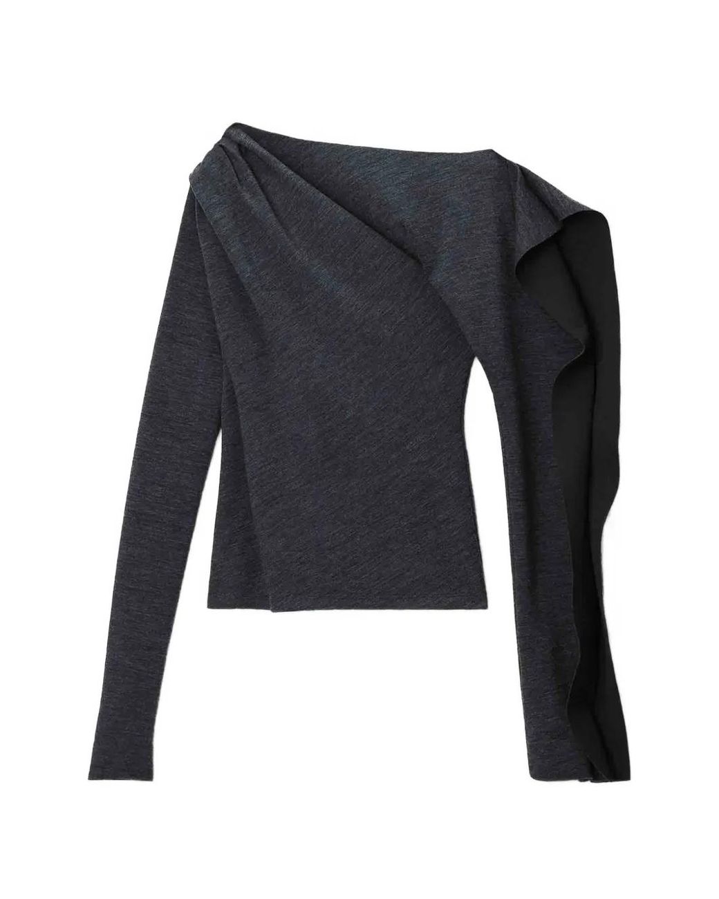 Alexander Wang Blue Off-Shoulder Ruffled Sweater