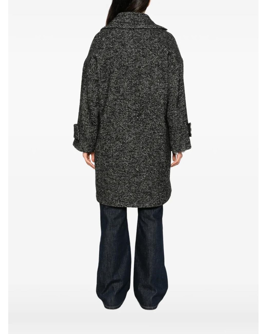 Antonelli Gray Manteau Croisé À Chevrons