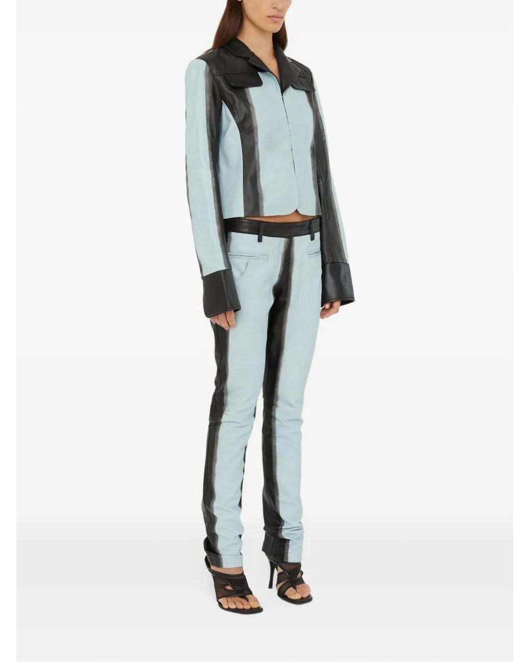 Christopher Esber Blue Scuffed-Effect Leather Jacket