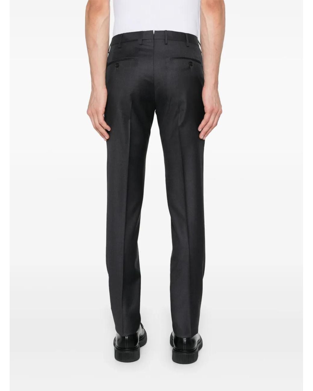 Incotex Black Wool Trousers for men