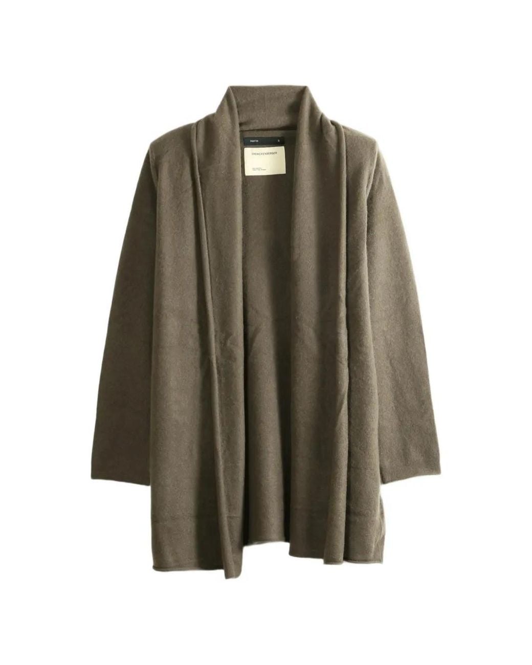 Frenckenberger Green Shawl-Collar Open-Front Cardigan