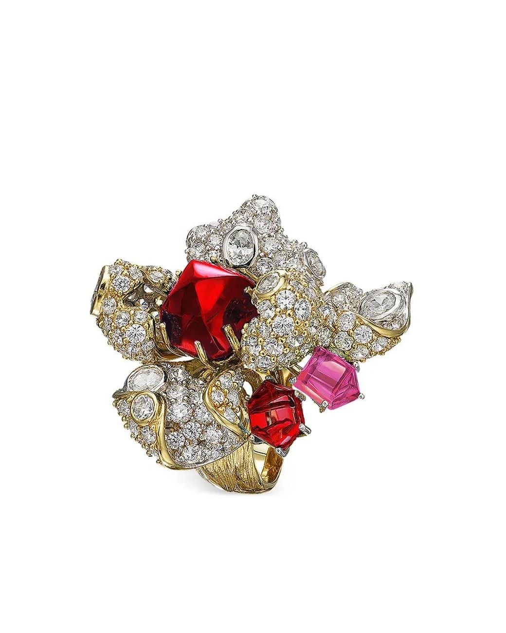 Anabela Chan White 18Kt Vermeil Ruby Blossom Gemstone Ring